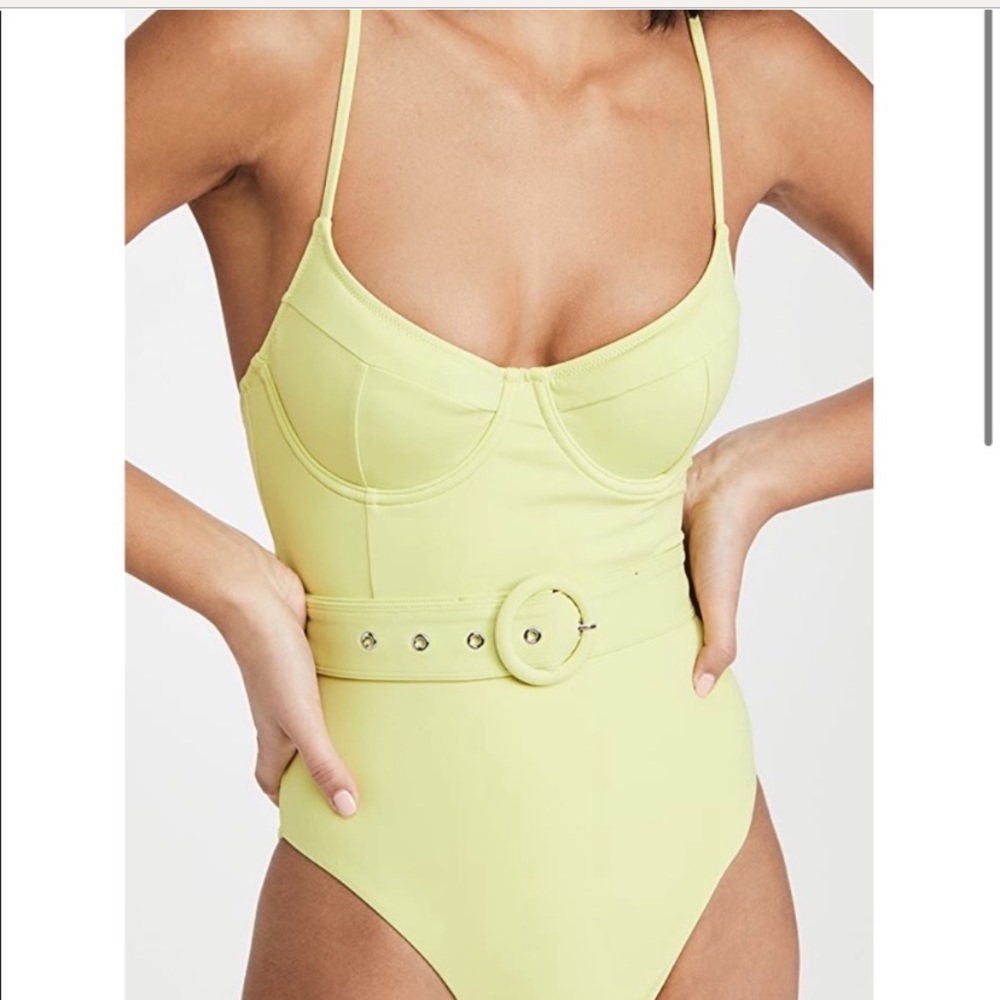 Jonathan Simkhai Noa Solid Belted Bustier One Piece Swimsuit